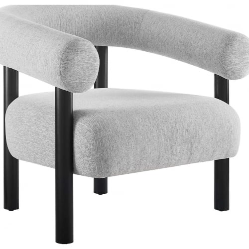 Sable Accent Arm Chair in Light Gray Fabric & Black Finish Wood