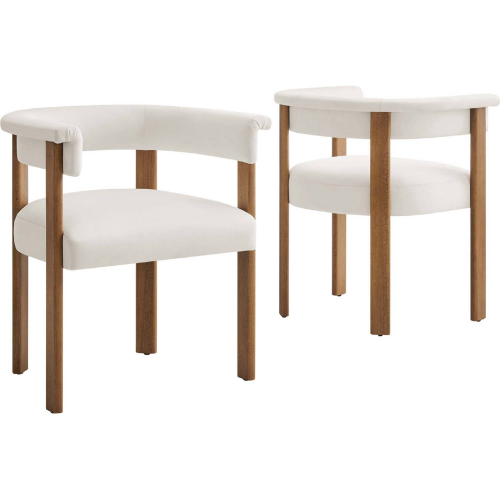 Imogen Barrel Dining Chair in Alabaster Performance Velvet & Wood (Set of 2)