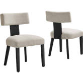 Nalani Dining Chair in Heathered Ivory Fabric & Black Wood (Set of 2)