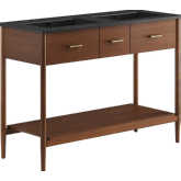 Zaire 48" Double Sink Bathroom Vanity in Black Ceramic & Walnut Finish Wood