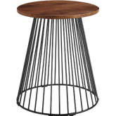 Valeo Round Side Table in Walnut Finish Wood & Metal