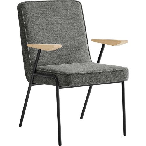 Vista Dining Arm Chair in Slate Gray Fabric, Wood & Metal