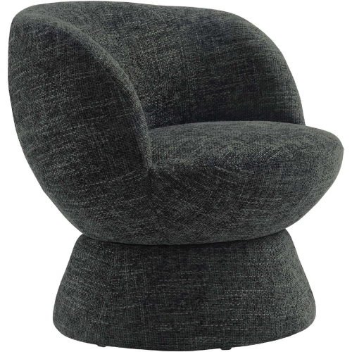 Vesta Swivel Chair in Carbon Black Gray Chenille Fabric