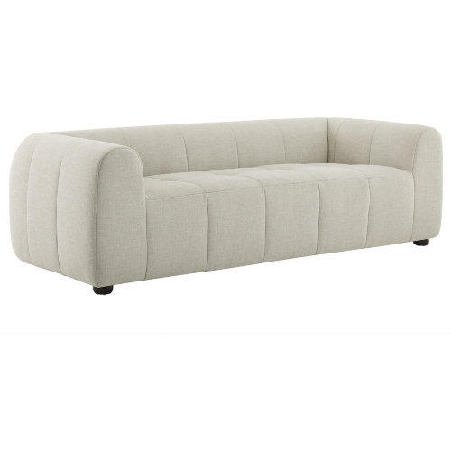 Liana Sofa in Channel Tufted Linen Gray Fabric