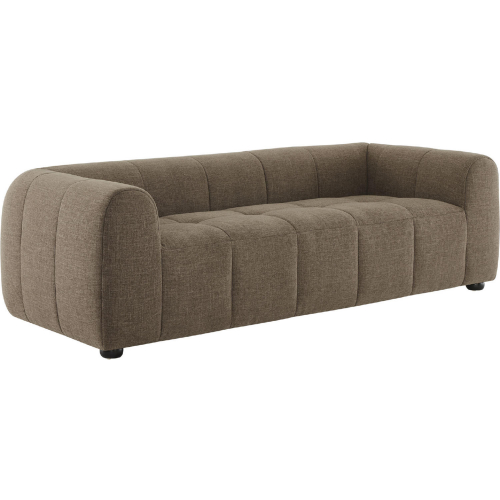 Liana Sofa in Channel Tufted Mocha Brown Fabric