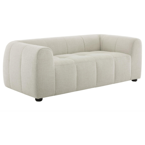 Liana Loveseat in Channel Tufted Linen Gray Fabric