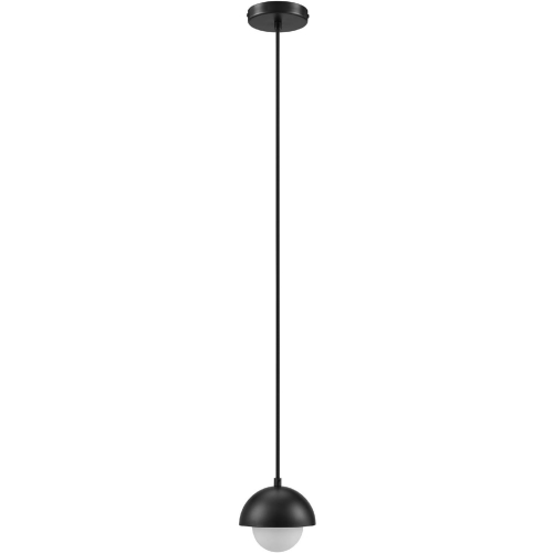 Eclipse Globe Ceiling Pendant Light in Black Metal & Opal Glass