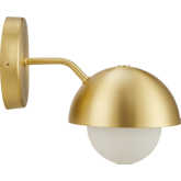 Eclipse Globe Wall Sconce in Brass Metal & Opal Glass