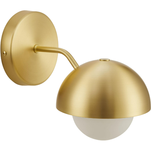 Eclipse Globe Wall Sconce in Brass Metal & Opal Glass