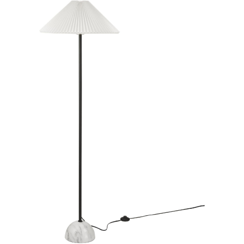 Illusion Floor Lamp in Marble, Black Metal & White Fabric