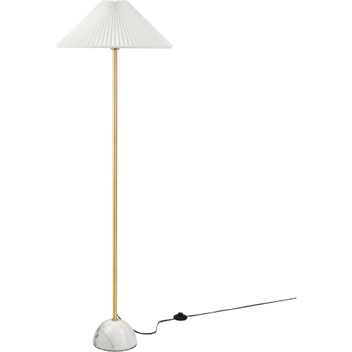 Illusion Floor Lamp in Marble, Brass Metal & White Fabric