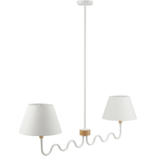 Sunlit Squiggle 2 Arm Ceiling Pendant Light in Natural White Finish