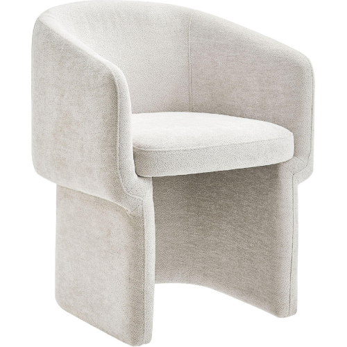 Verity Dining Arm Chair in Ivory White Chenille