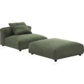 Solace Modular Armless Chair and Ottoman Set in Fern Green Corduroy