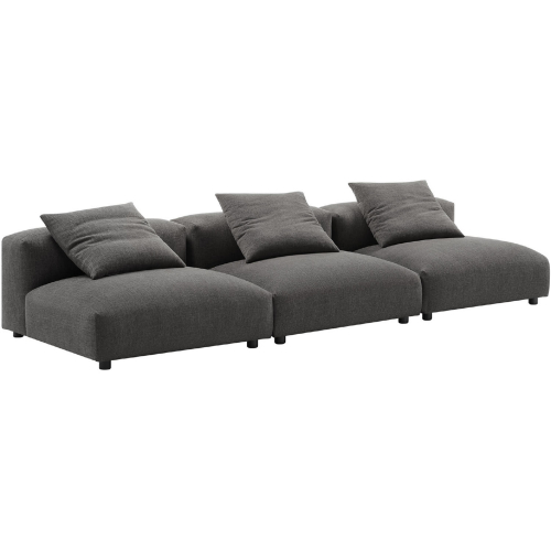 Solace 3 Piece Modular Sofa in Charcoal Gray Fabric