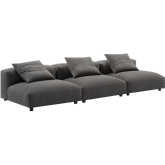 Solace 3 Piece Modular Sofa in Charcoal Gray Fabric