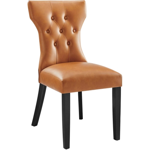 Silhouette Dining Chair in Tufted Tan Leatherette