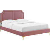 Novi King Bed in Dusty Rose Performance Velvet w/ Nailhead