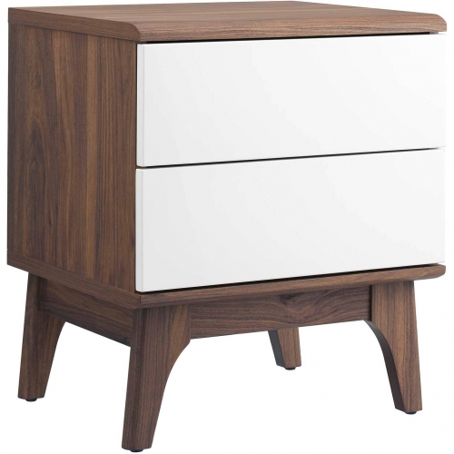 Envision 2 Drawer Nightstand in Walnut Finish & White