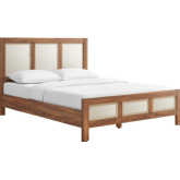 Capri Queen Platform Bed in Walnut Wood Grain Laminate & Linen