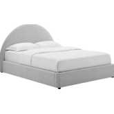 Resort Arched Round Full Platform Bed in Light Gray Heathered Weave Fabric