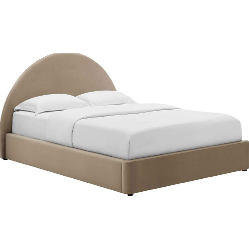 Resort Arched Round King Platform Bed in Taupe Performance Velvet