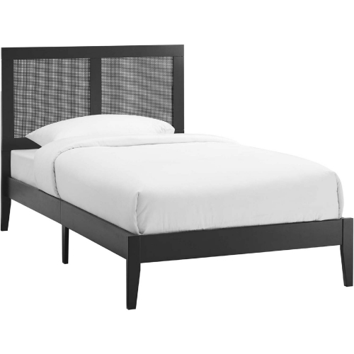 Sirocco Twin Platform Bed in Black Finish Rattan & Wood