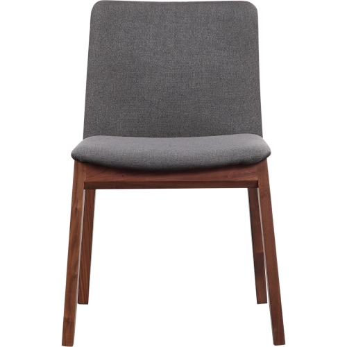 Deco Dining Chair in Walnut Veneer w/ Grey Fabric Seat (Set of 2)