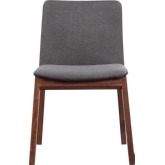 Deco Dining Chair in Walnut Veneer w/ Grey Fabric Seat (Set of 2)