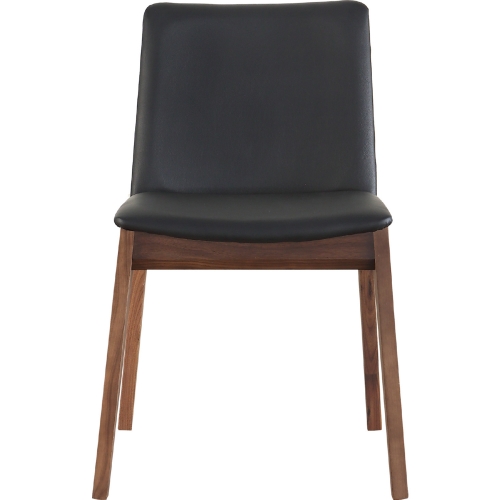 Deco Dining Chair in Black Leatherette on Walnut (Set of 2)