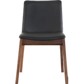 Deco Dining Chair in Black Leatherette on Walnut (Set of 2)