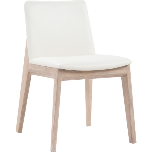 Deco Oak Dining Chair in White Oak & Leatherette (Set of 2)