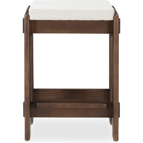 Ashby Counter Stool in Beige Fabric & Walnut Finish Wood