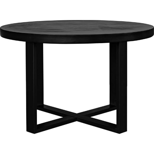 Jedrik Outdoor 47" Round Dining Table in Black Concrete & Steel