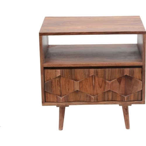 O2 Nightstand in Solid Sheesham Wood