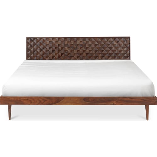 Pablo King Bed in Walnut Carved Sheesham Wood