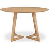 Godenza 47" Round Dining Table in Natural Finish Oak