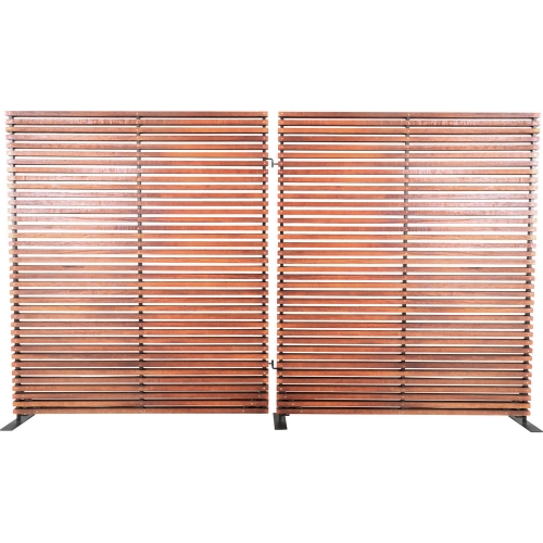 Damani Room Screen in Brown Wood & Aluminum