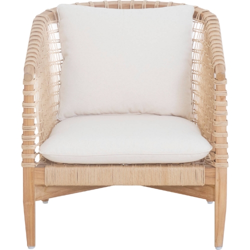 Kuna Outdoor Lounge Chair in Teak, Natural Loom Weave & Fabric