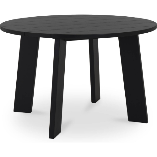 Delta 47" Round Outdoor Dining Table in Black Finish Teak