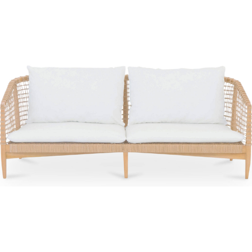 Kuna Outdoor Sofa in White Loom Weave & Teak Wood