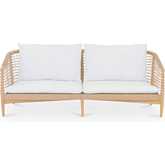 Kuna Outdoor Sofa in White Loom Weave & Teak Wood