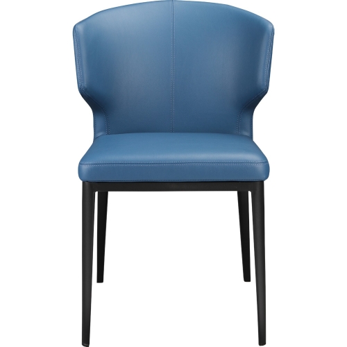 Delaney Dining Chair Steel Blue Leatherette on Metal Legs (Set of 2)