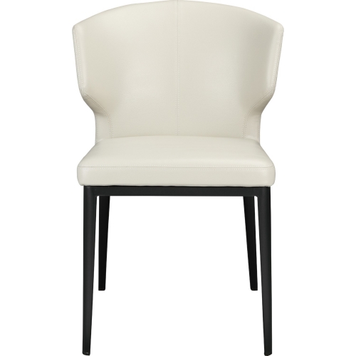 Delaney Dining Chair in Beige Leatherette on Steel Legs (Set of 2)