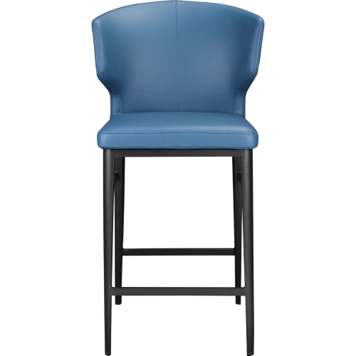 Delaney Counter Stool in Steel Blue Leatherette on Steel Legs