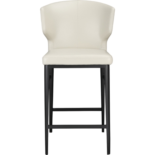 Delaney Counter Stool in Beige Leatherette on Steel Legs