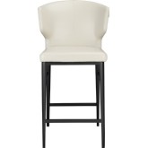 Delaney Counter Stool in Beige Leatherette on Steel Legs