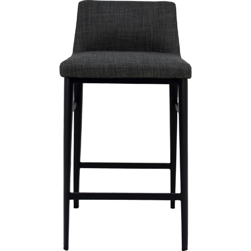 Baron Counter Stool in Charcoal Grey Fabric on Steel Legs