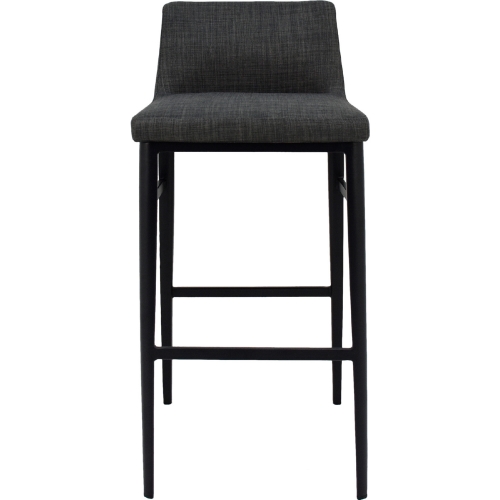 Baron Bar Stool in Charcoal Grey Fabric on Steel Legs