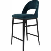 Roger Counter Stool in Blue Velvet on Steel Legs